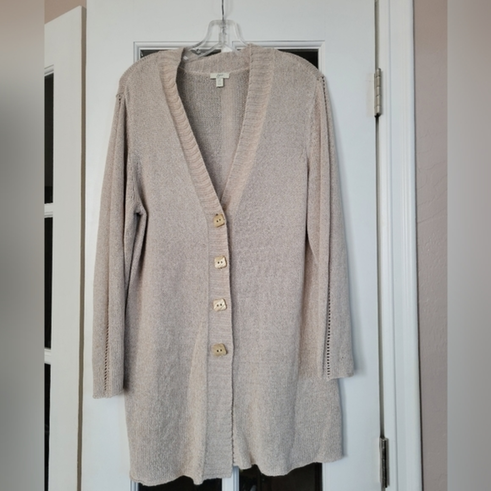 J.Jill‎ long linen rayon cardigan size large